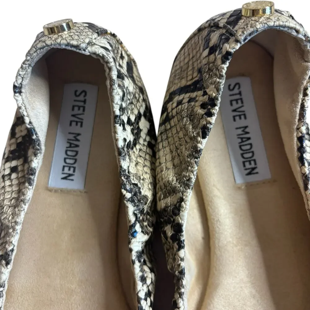 Steve Madden Snakeskin Pointed Toe Flats Size 8 Loafer Ballet Shoes